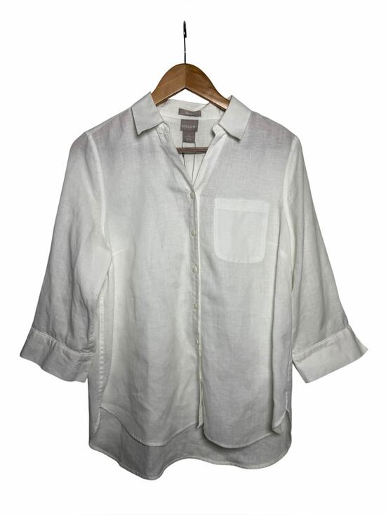 Chico's Tops - Chico’s No Iron 100% Linen White Button Front Shirt NWT Size Small 4/6